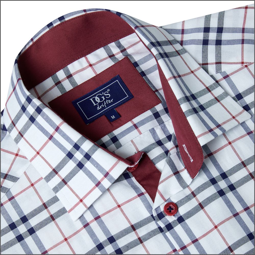 Drifter Giovanni Navy, white & Red Check Shirt^