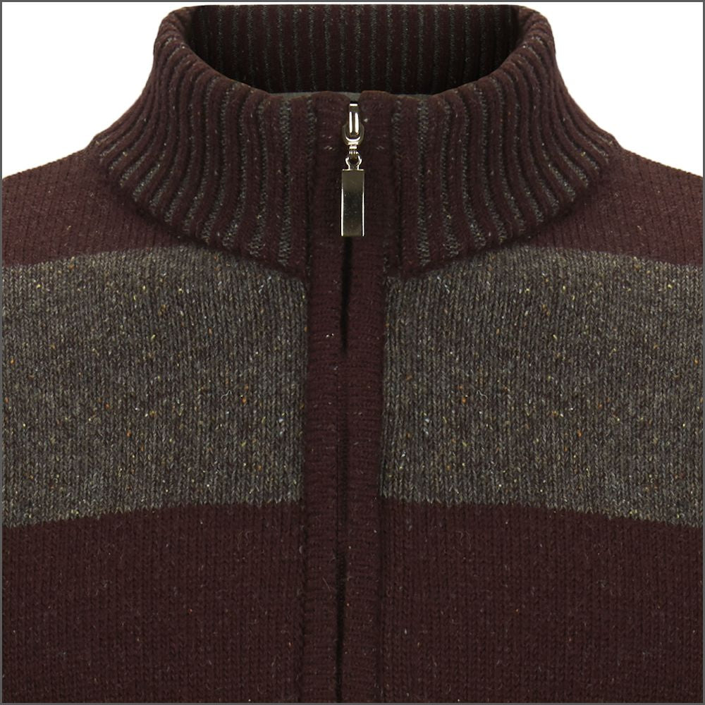 Drifter Grape Stripe Fleck Zip Neck^