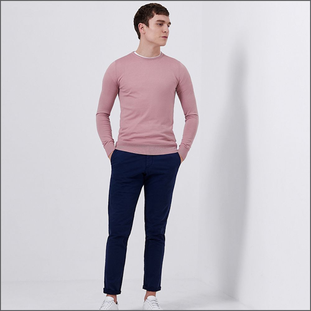 Remus Uomo Pink Slim Fit Merino Wool-Blend Sweater>>