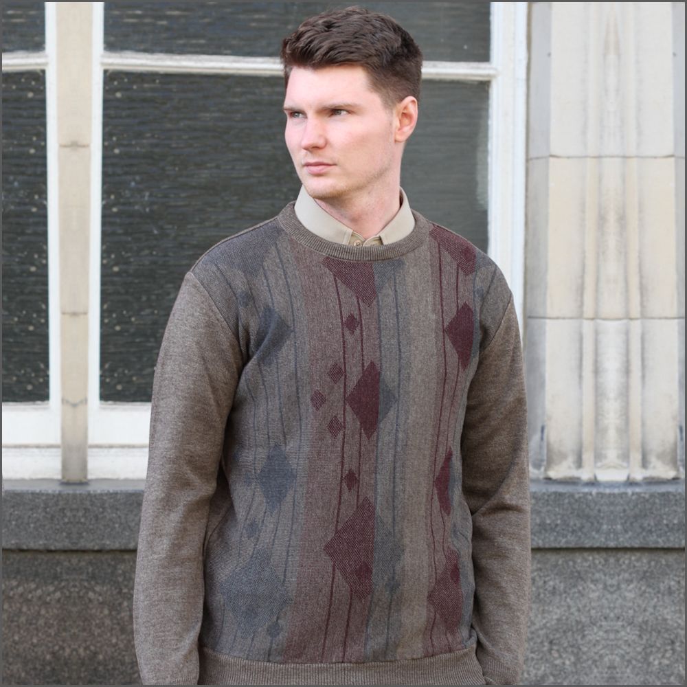 Dg's Prestige Tan Pattern Crew Neck^