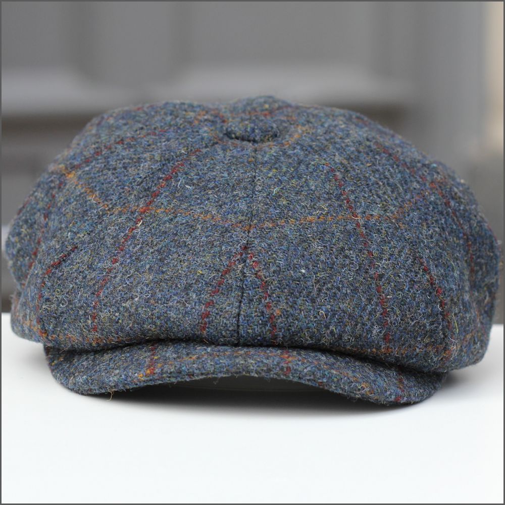 Harris Tweed Carloway 8 Piece Blue Check Cap+