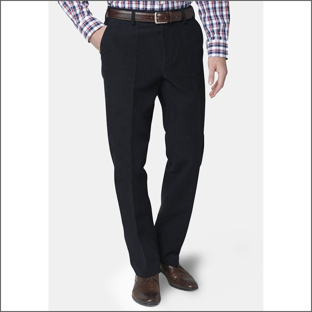 Brook Taverner Navy Kerswell Moleskin Trousers/