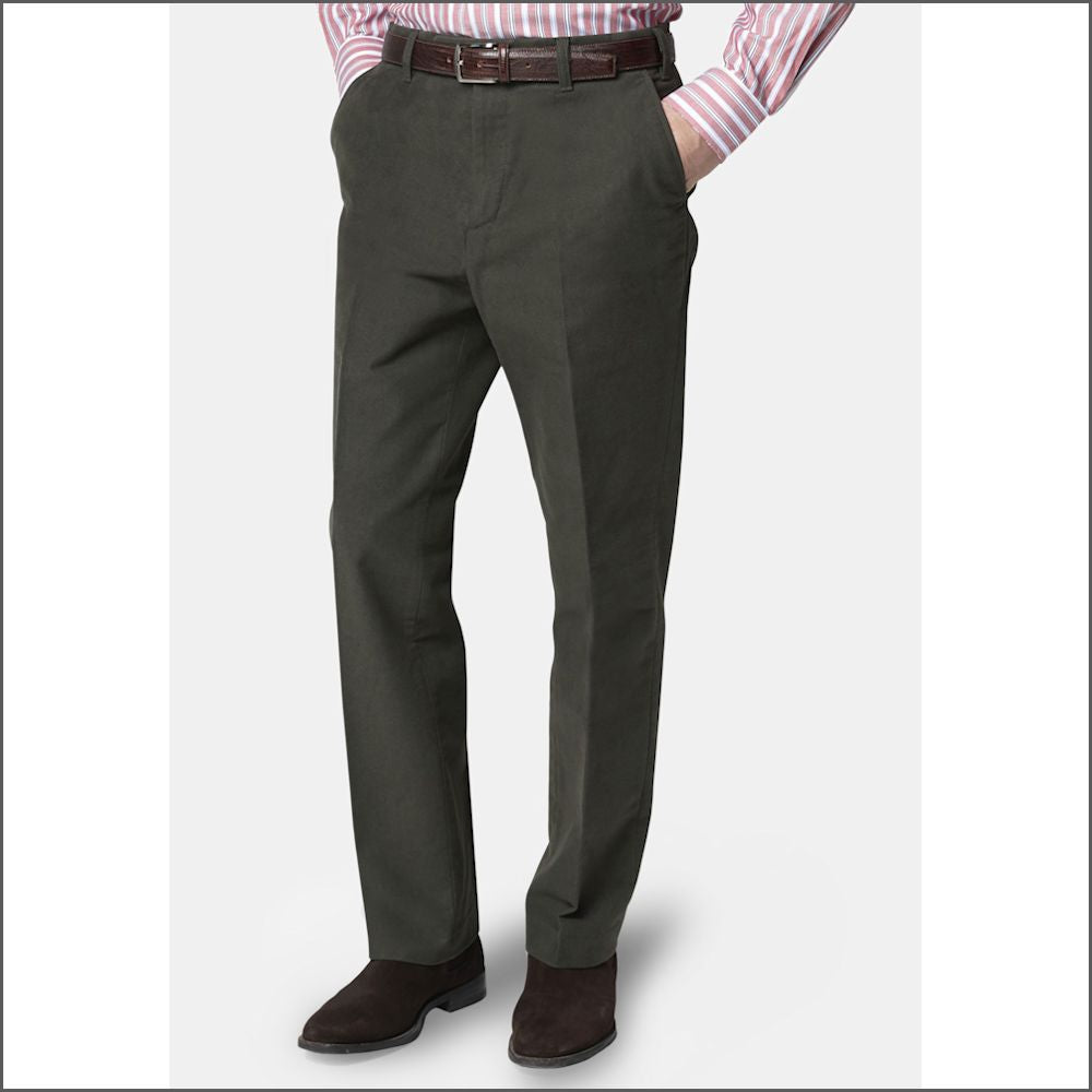 Brook Taverner Olive Kerswell Moleskin Trousers/