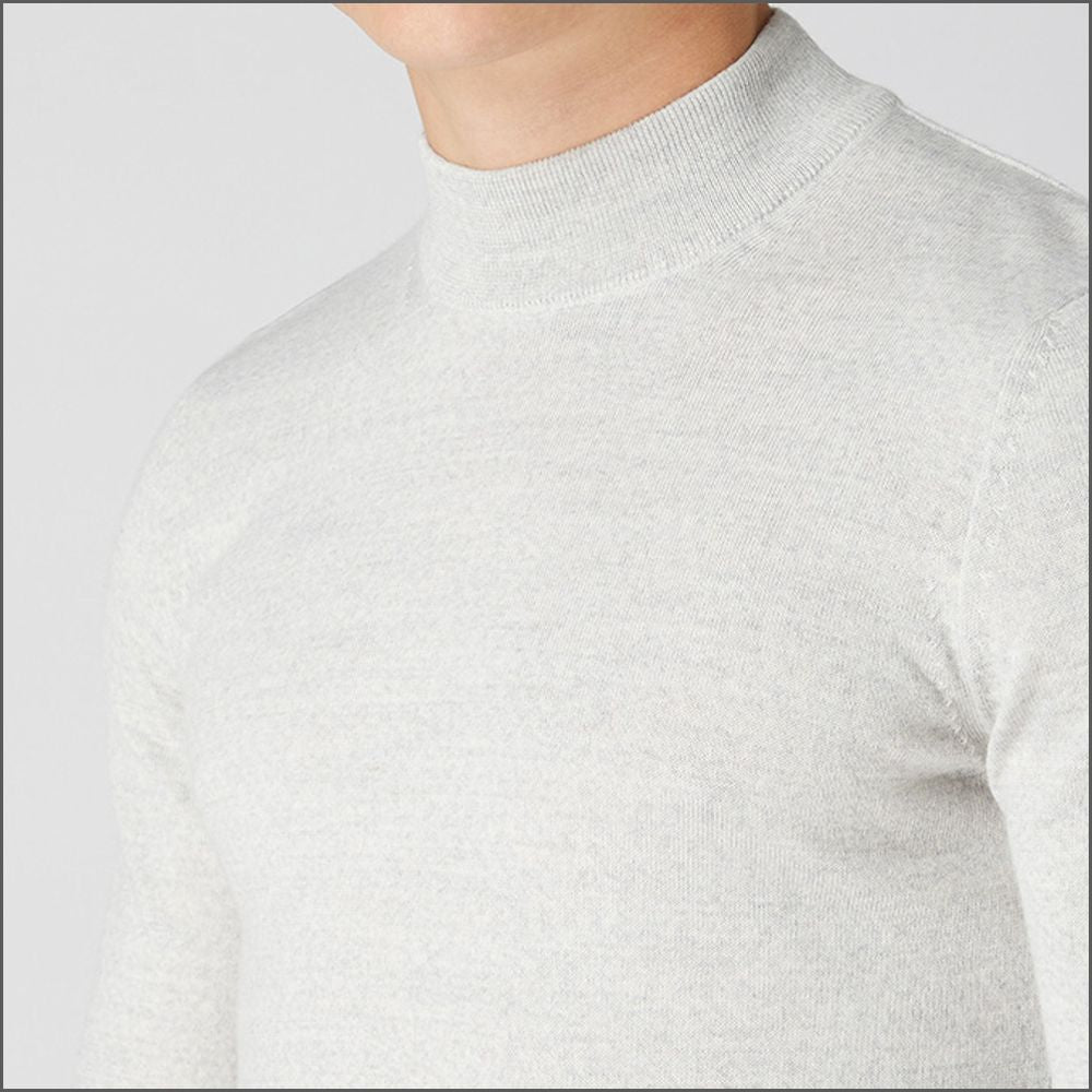 Remus Uomo Grey Slim Fit Merino Wool-Blend Turtle Neck Sweater>>