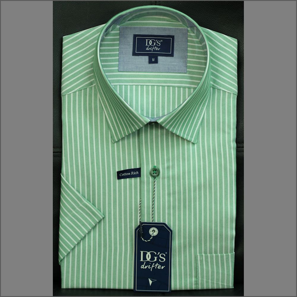 Dg's Green with White Stripe Short Sleeve Shirt+