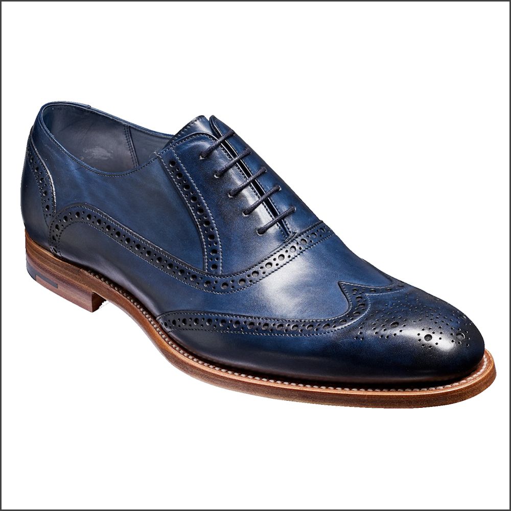 Barker Valiant Navy Hand Painted Wingtip Brogue/