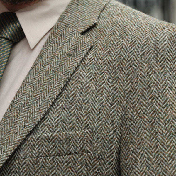 Harris Tweed Beige Herringbone Jacket, | cwmenswear