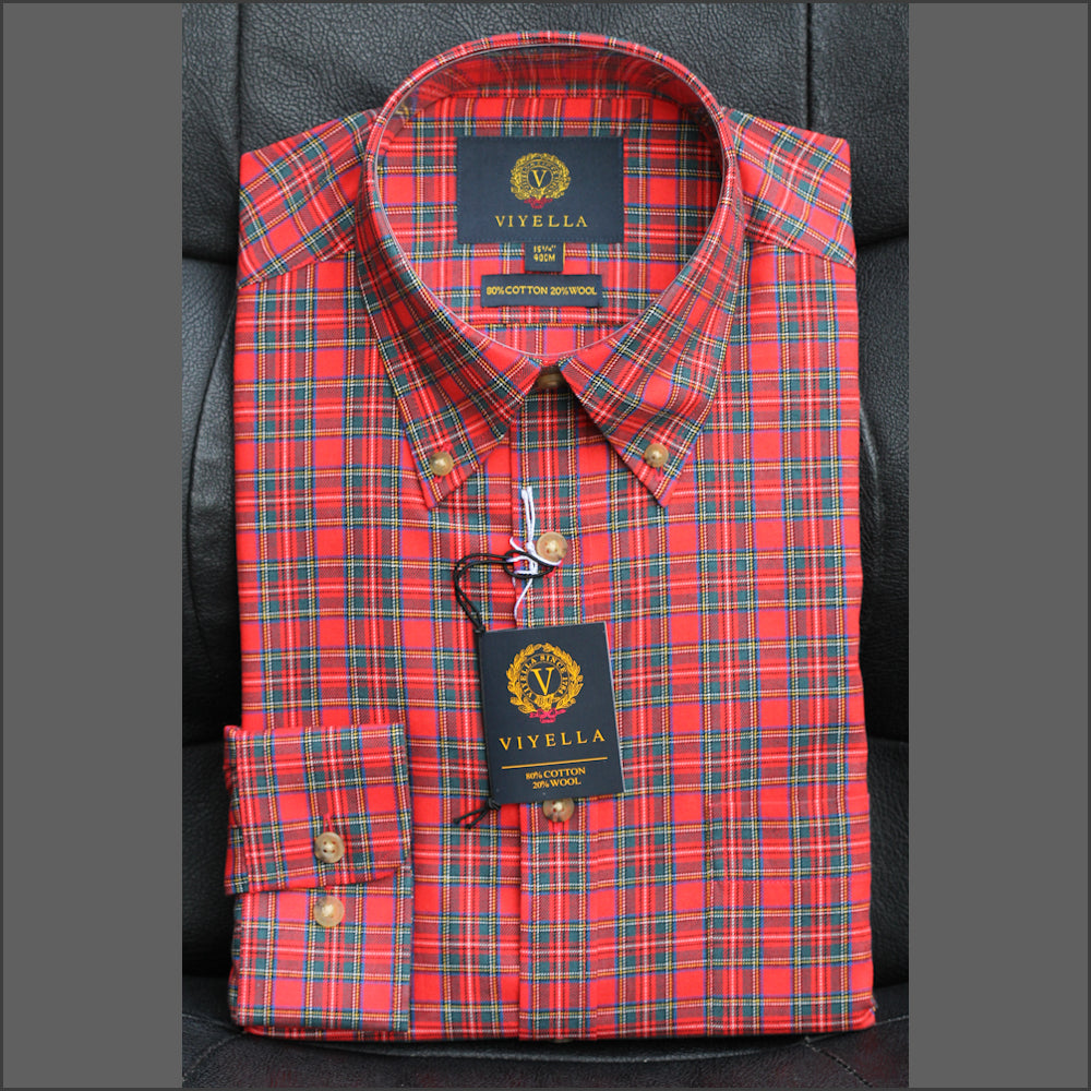 Viyella Royal Stewart Wool Blend Button Down Collar Shirt<>