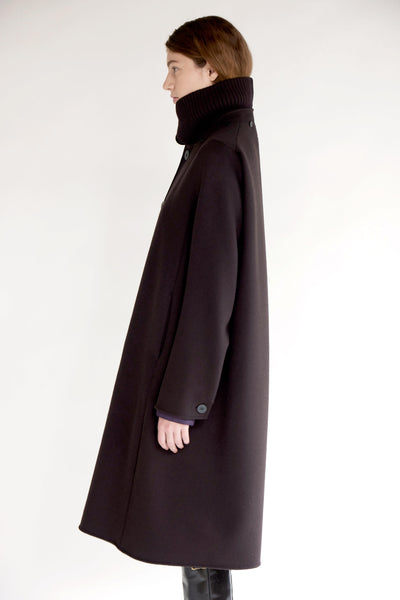 beaver wool coat with removable rib collar