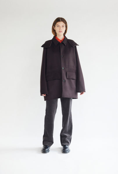 BEAVER WOOL SHORT COAT WITH REMOVABLE HOOD – OVERCOAT