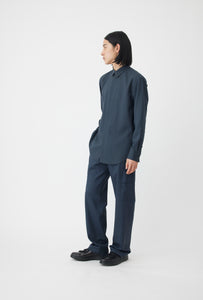 DROPPED SHOULDER TOP WITH SHIRT COLLAR IN WOOL SHIRTING – OVERCOAT