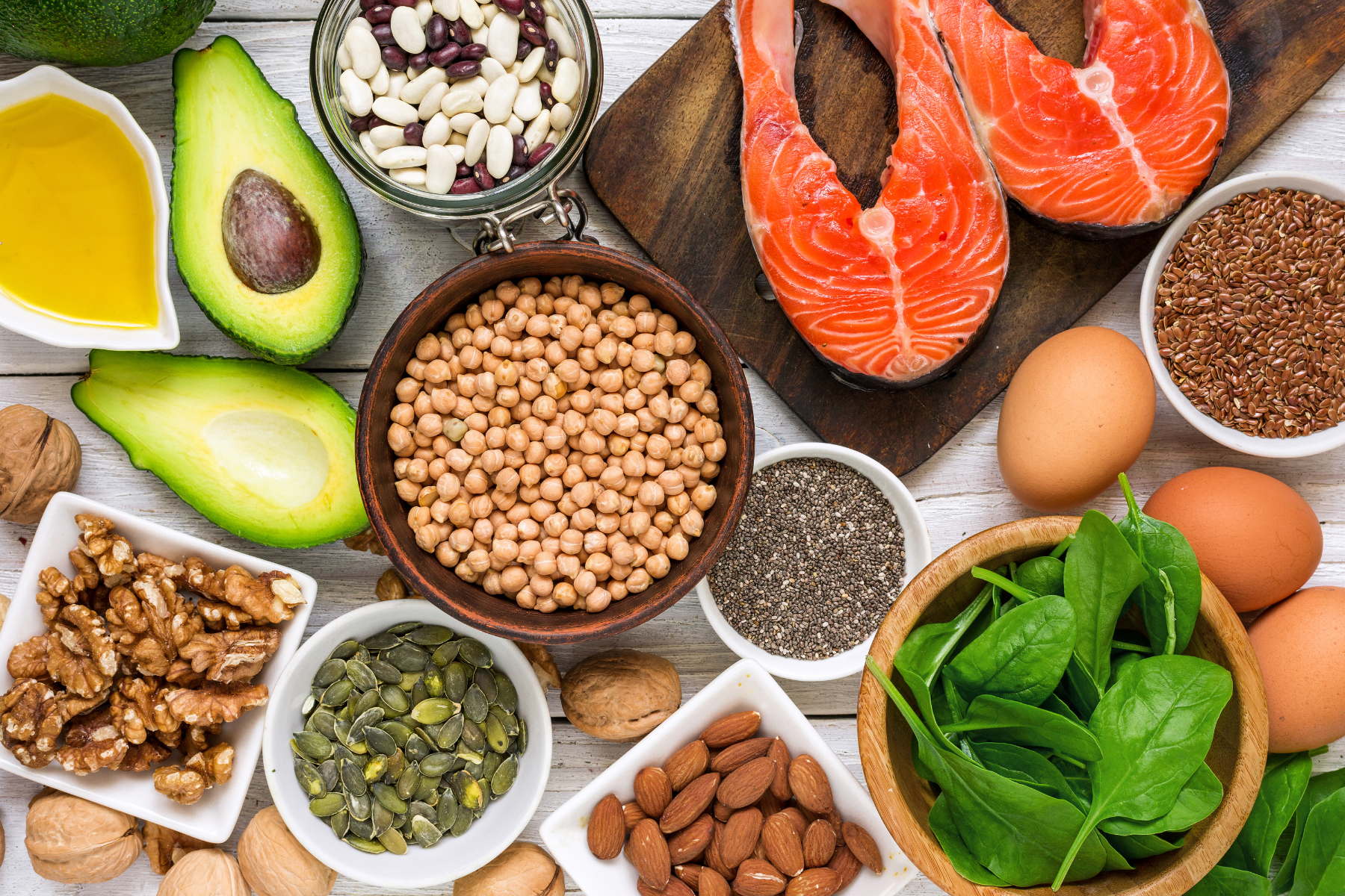 A table of high omega 3 foods that help relieve symptoms like peri menopause cramps.