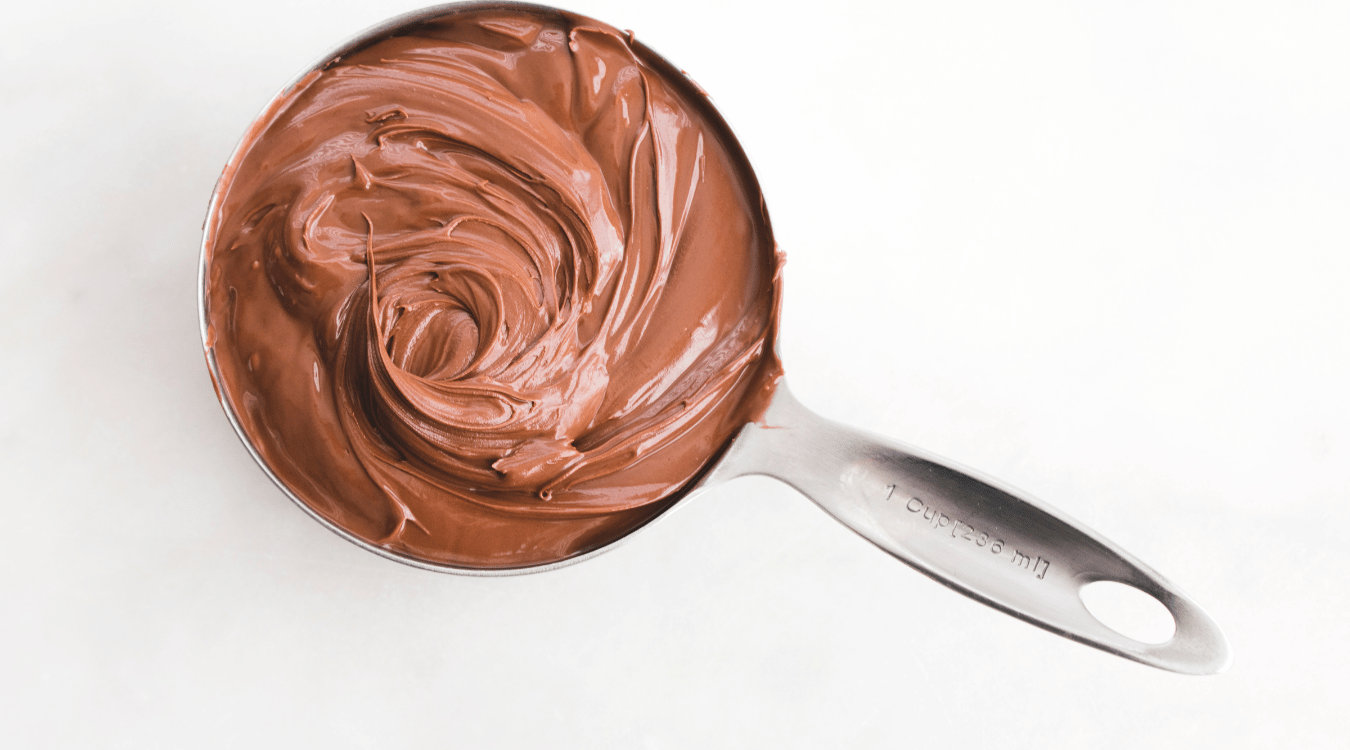 A spoonful of delicious chocolate hazelnut spread