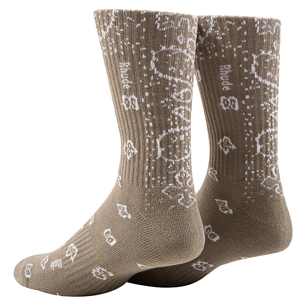 Bandana Jacquard Socks | Khaki/White