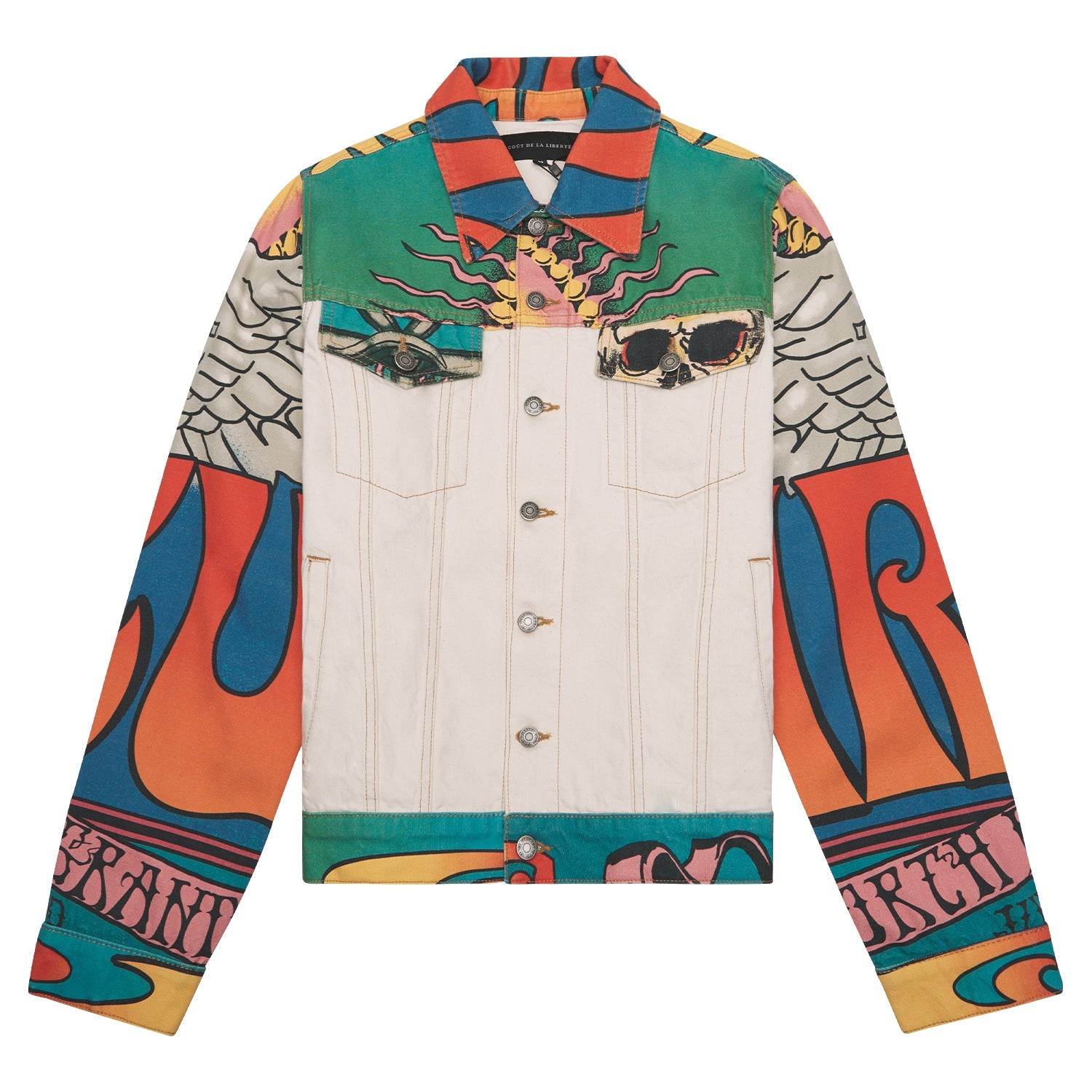 Johnny Wings Print Canvas Trucker Jacket | Green