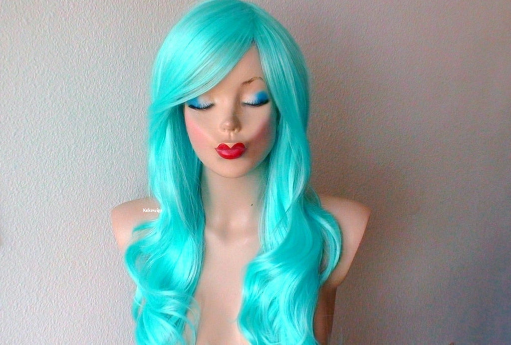 8. Drag Queen Blue Curly Hair Wig Cap - wide 2