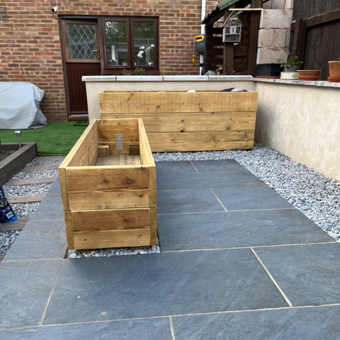 Chunky planters made from scaffold boards