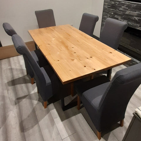 Dining table from scaffold boards