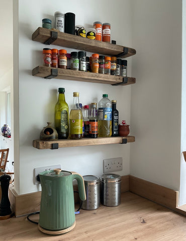 Kitchen shelving with spices