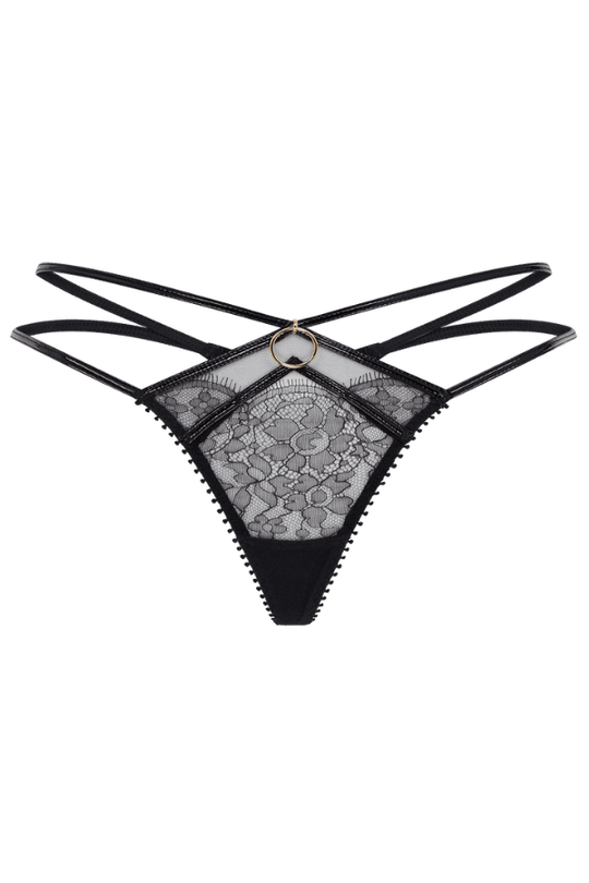 Ramona Black Mesh High Waisted Thong - Black - Chérie Amour