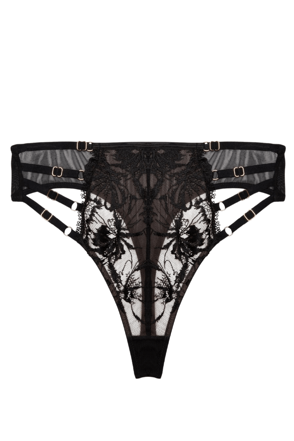 Lily Embroidery Hipster Thong- Black - Chérie Amour