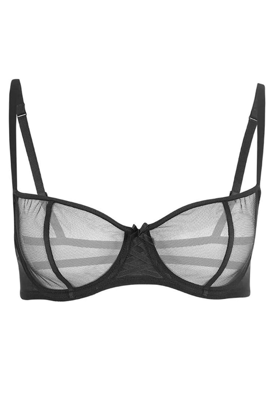 Ayaka Blue Wave Embroidered Balconette Bra - Chérie Amour