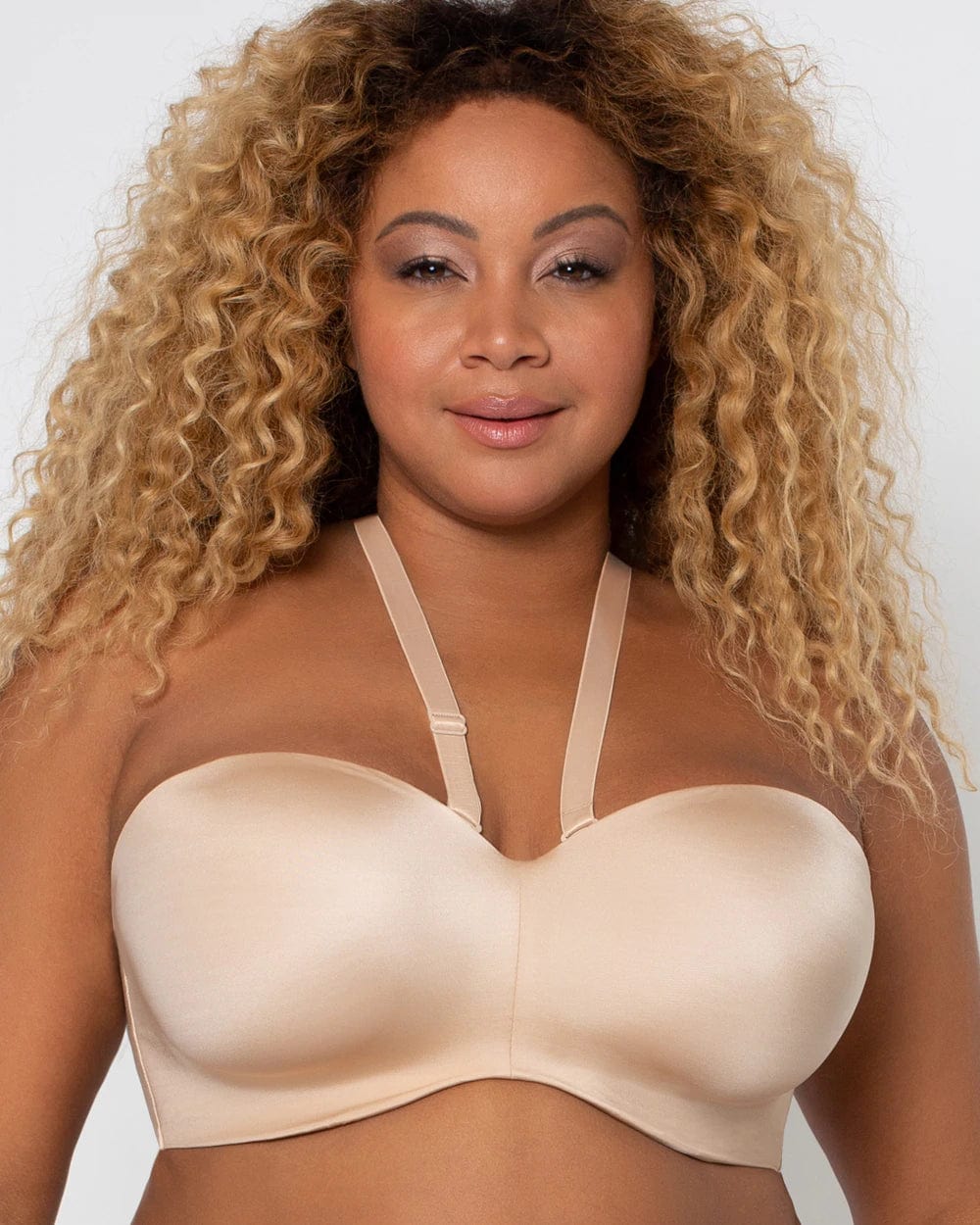 Curvy Couture Tulip Front Close T Shirt Bra, Bombshell Nude, Size