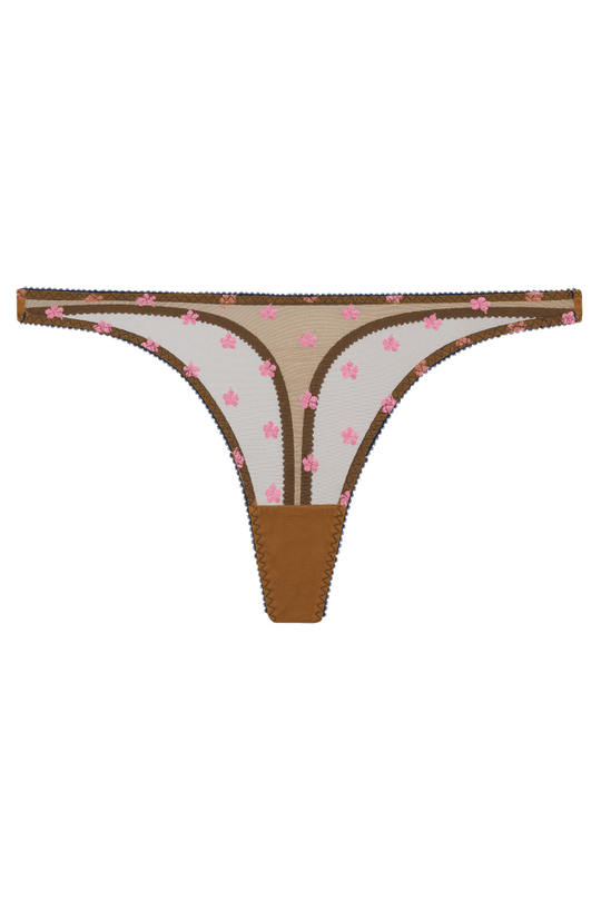 Printed Signature Lace Original Rise Thong - Daisies - Chérie Amour