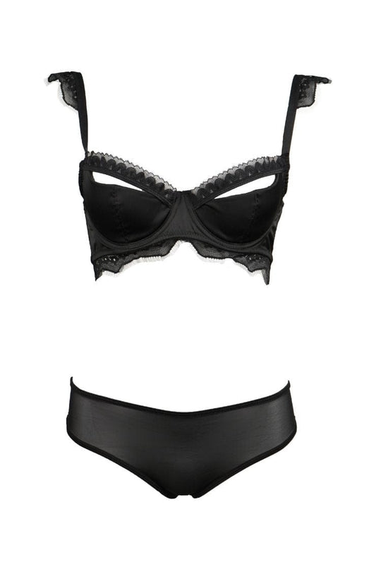 Everly Caged 3pc Bralette Set - Black - Chérie Amour