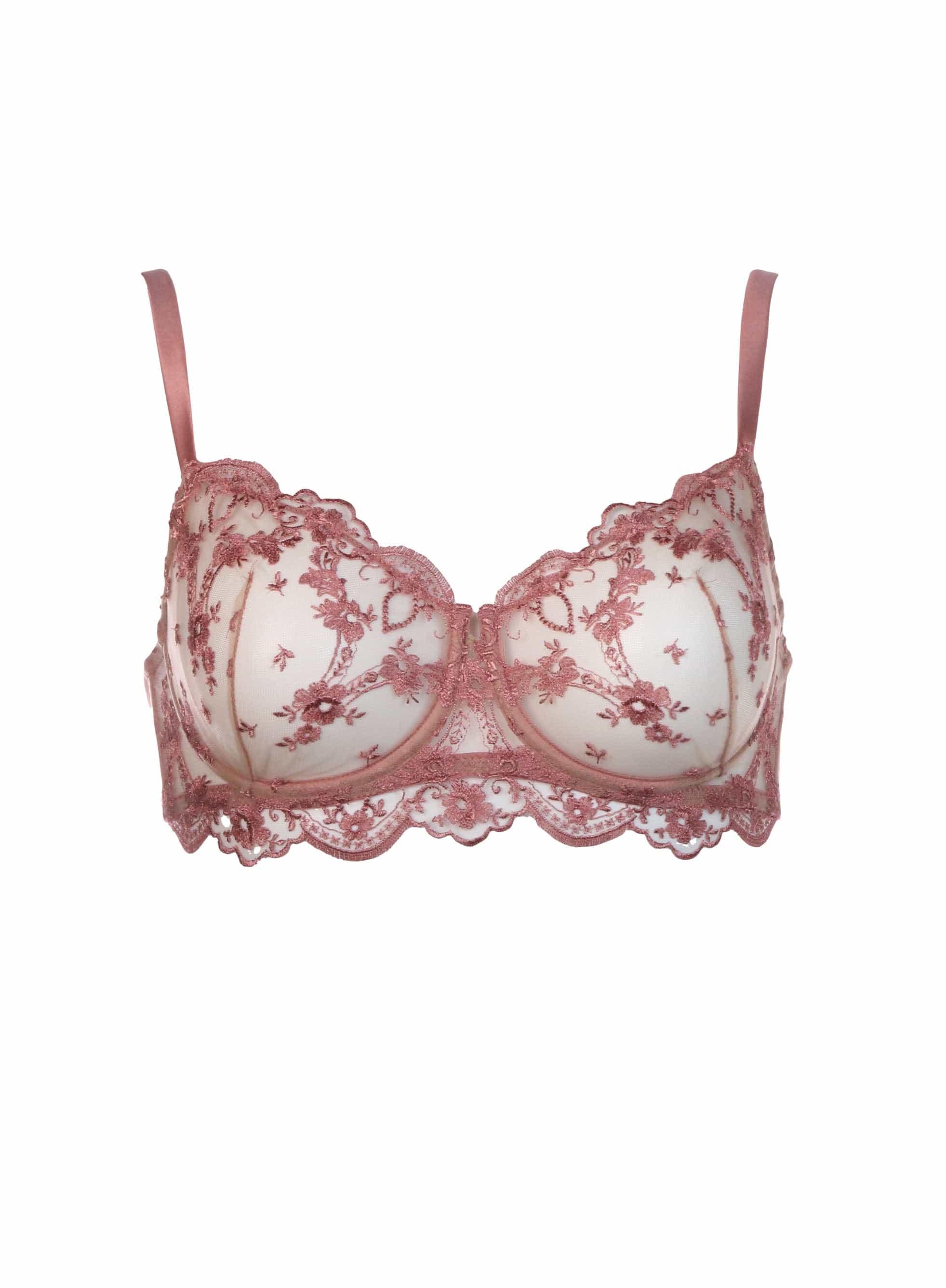 Rose Satin Underwired Bow Detail Balcony Bra