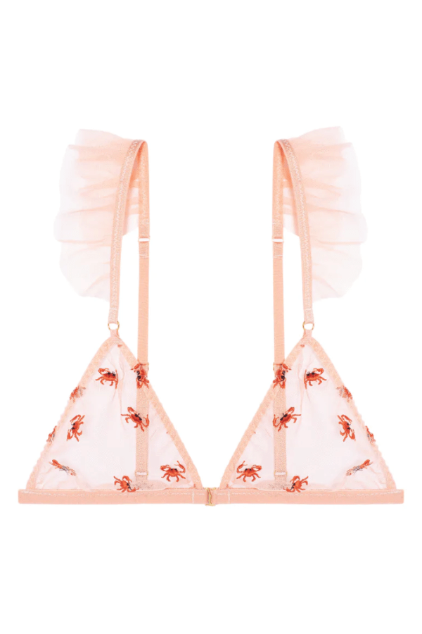 Papillon Ruffled Bra with Silk - Cream