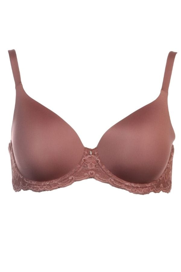 Lightly Lined Demi Bra 36H, Maroon/Barely There