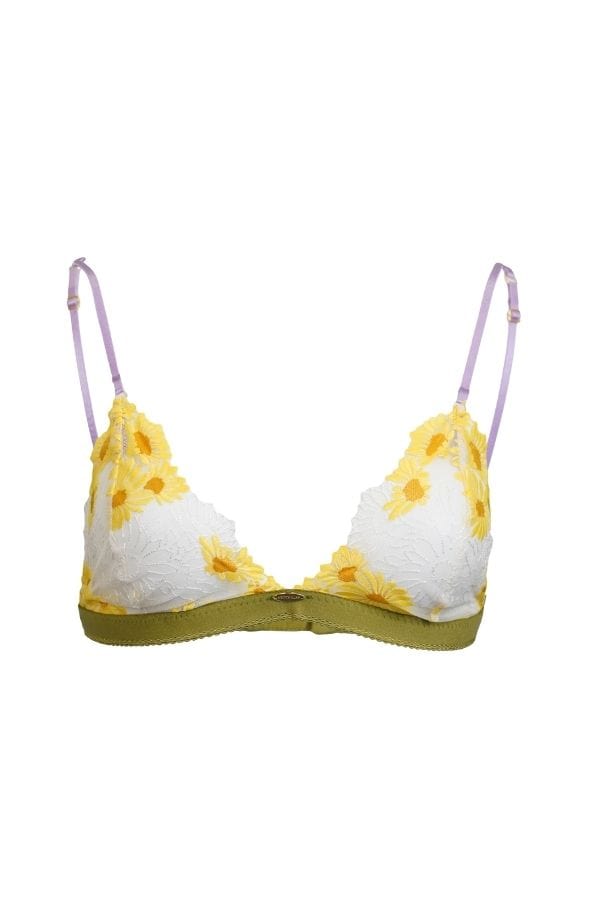 Triangle tulle and lace bra in Yellow Fais-Moi Une Fleur