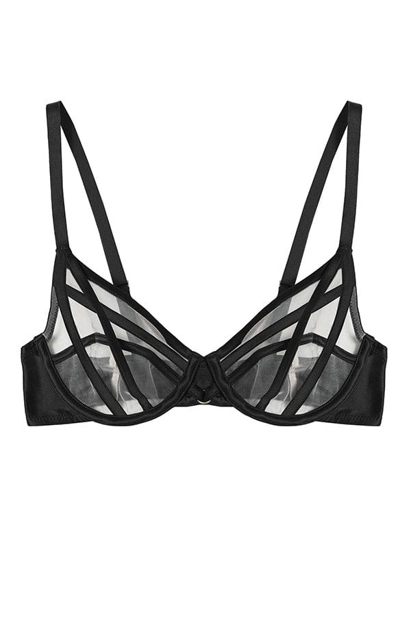 Ramona Black Mesh Plunge Bra- Black - Chérie Amour