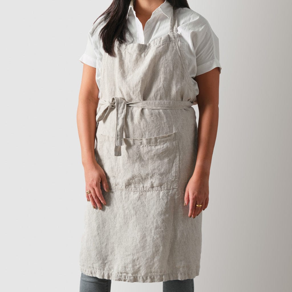 Linen Apron with Pockets, 100% Cotton, Machine Washable