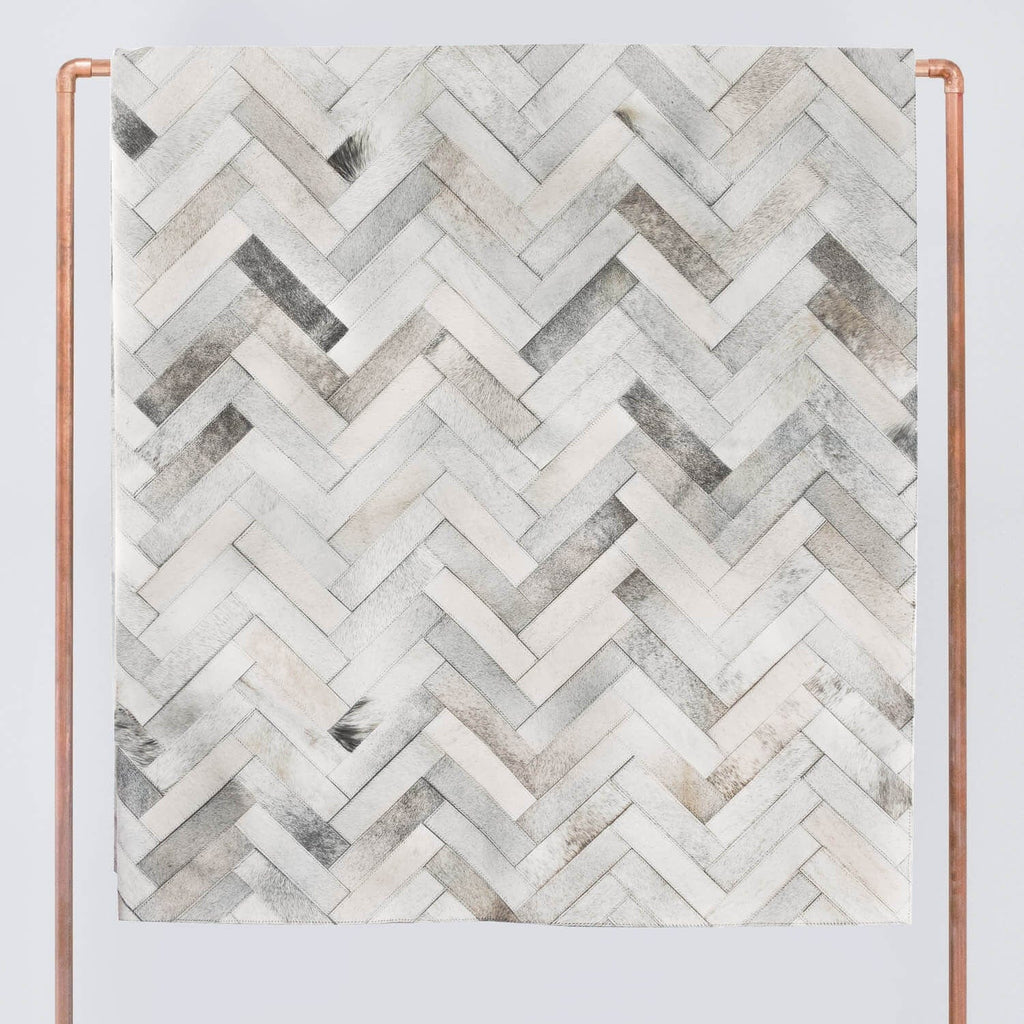 Grey Cowhide Rug Herringbone Pattern 8 X 10 Rugs The Citizenry