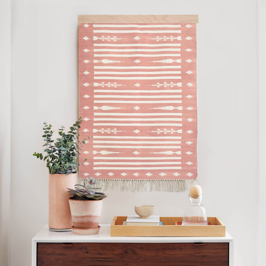 Vayu Blush Dhurrie Wall Hanging Modern Wall Decor At The Citizenry