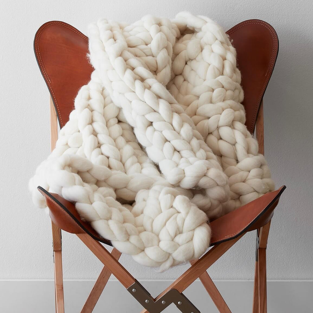 Chunky Knit Throw Blanket | Handcrafted with Merino Wool ...