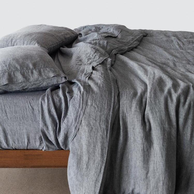 Stonewashed Linen Duvet Cover - Indigo Chambray