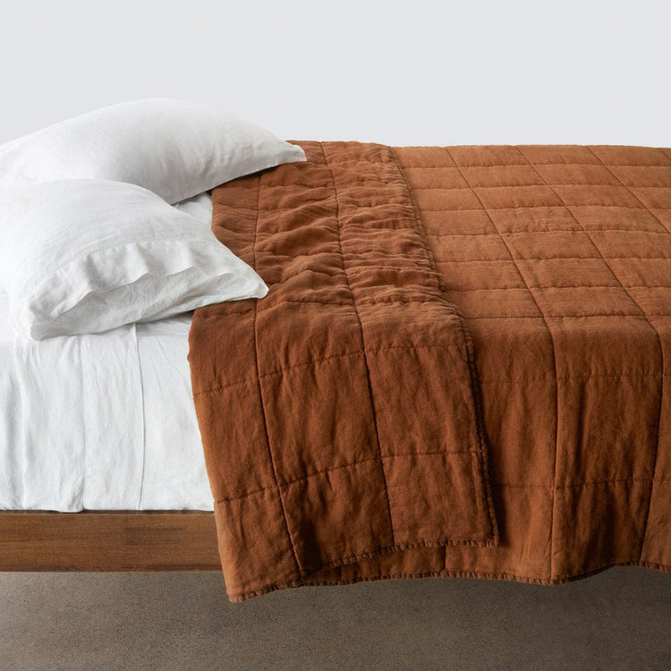 Stonewashed Linen Quilt - Sienna