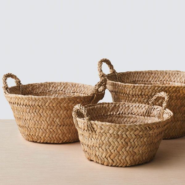 Natural Flat Weave Basket - Large - CAPERS Home