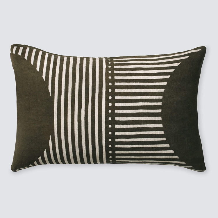 Demi Mud Cloth Lumbar Pillow - Olive