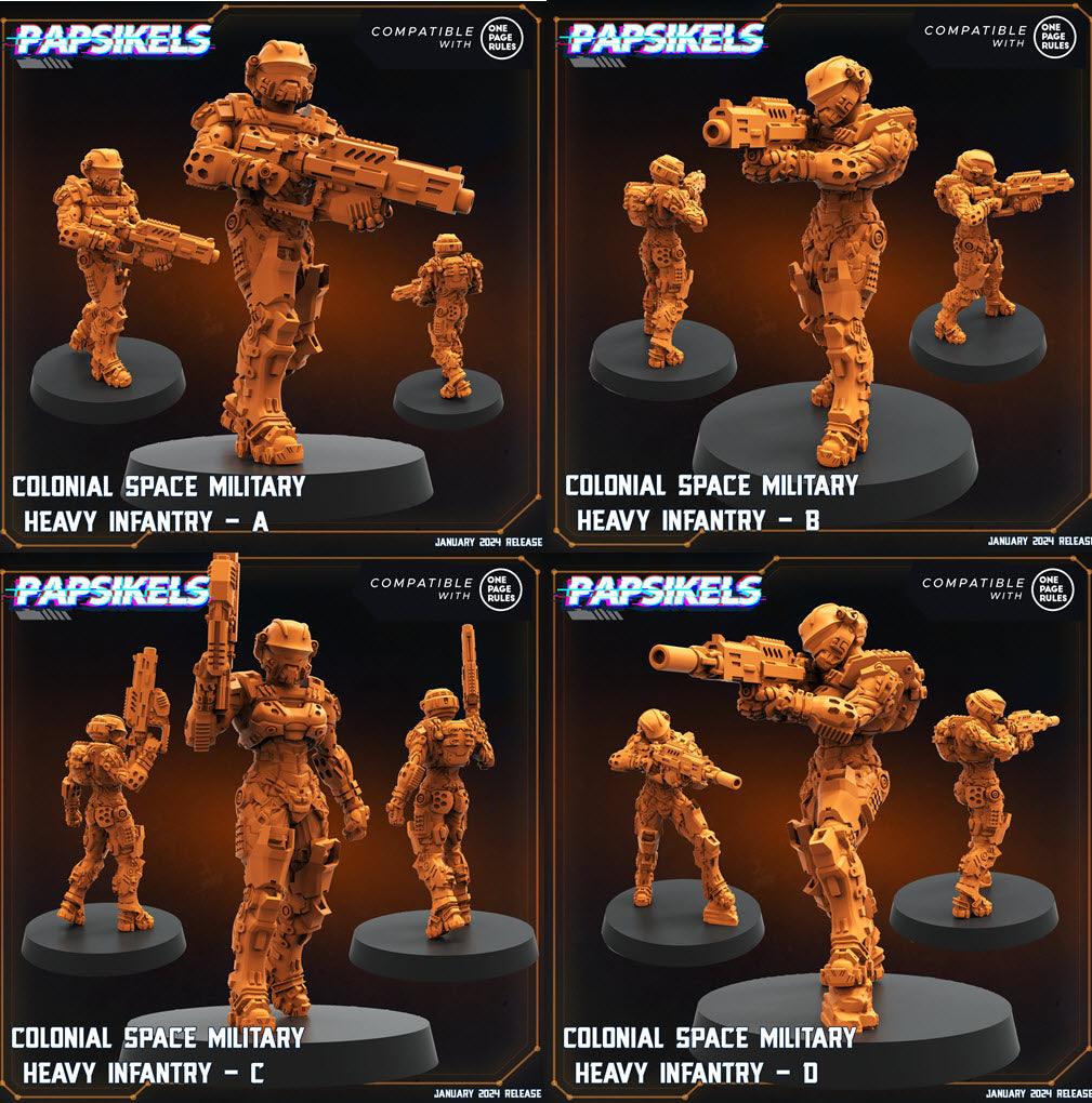 3D Printed Papsikels Human Offence Force Armored Troopers Set Dropship Troopers 28mm 32mm