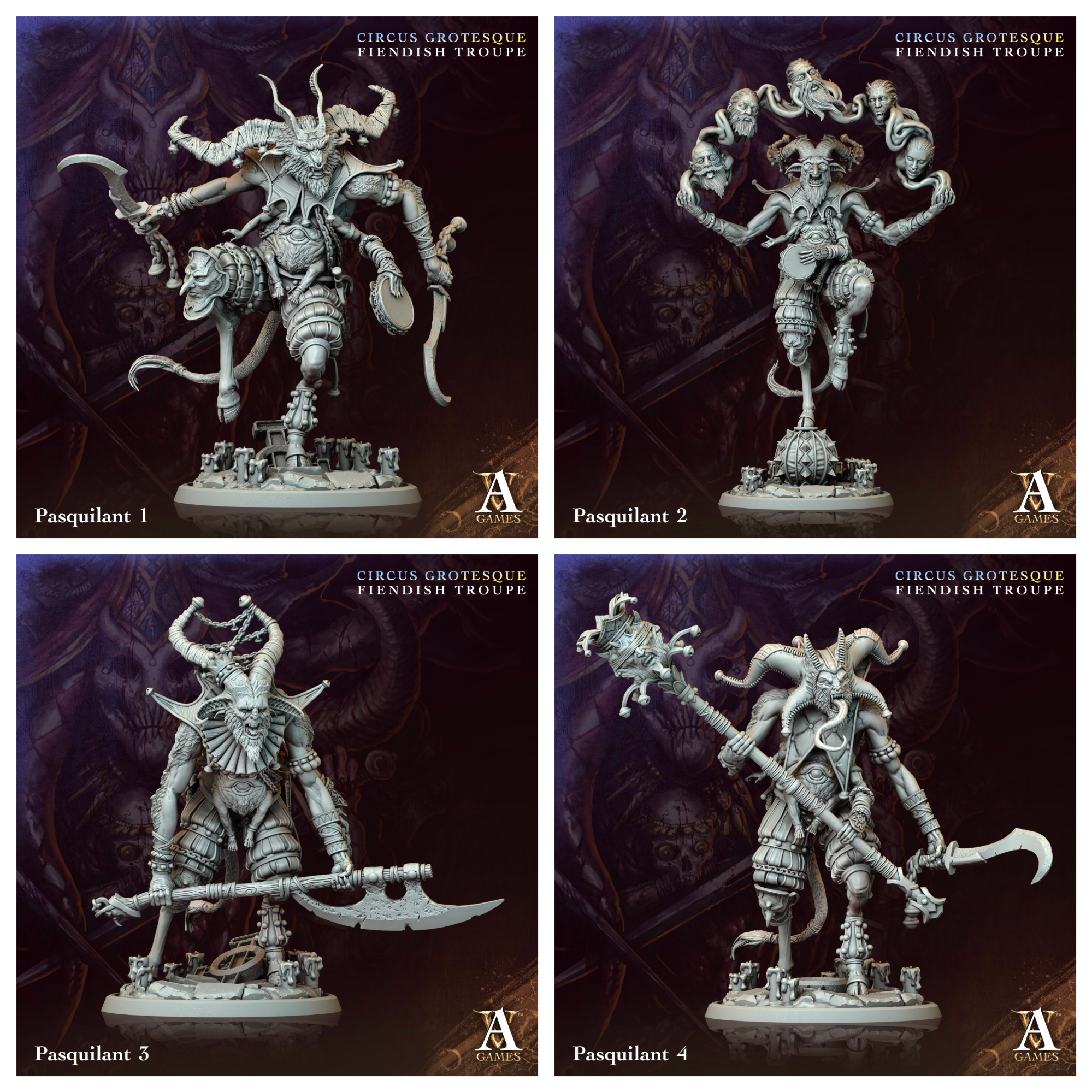 3D Printed Archvillain Games Pasquilant Circus Grotesque Fiendish Troupe 28 32mm D&D
