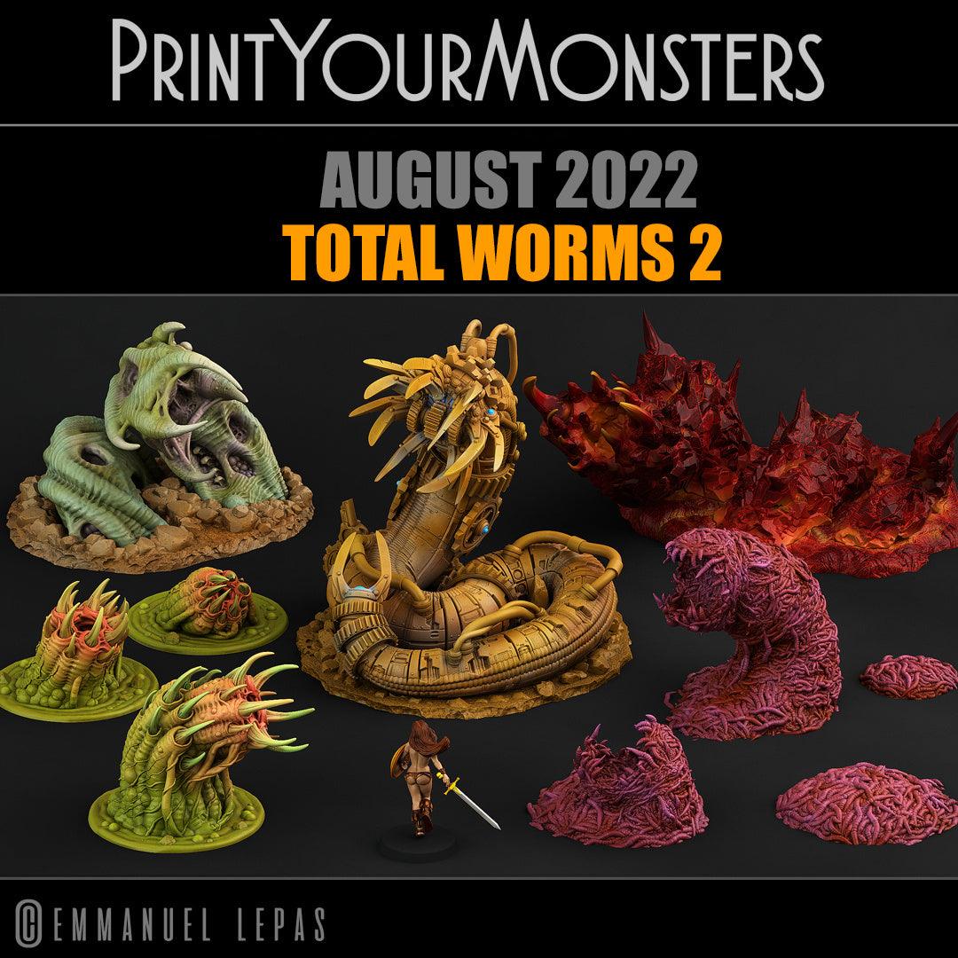 3D Printed Print Your Monsters Total Worms 2 Set 28mm - 32mm D&D Wargaming