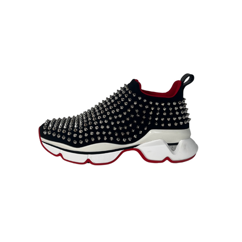 Christian Louboutin Spike Sock Donna Studded Neoprene Sneakers In Black