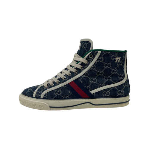 Men's Gucci Tennis 1977 high top sneaker in beige and ebony GG canvas