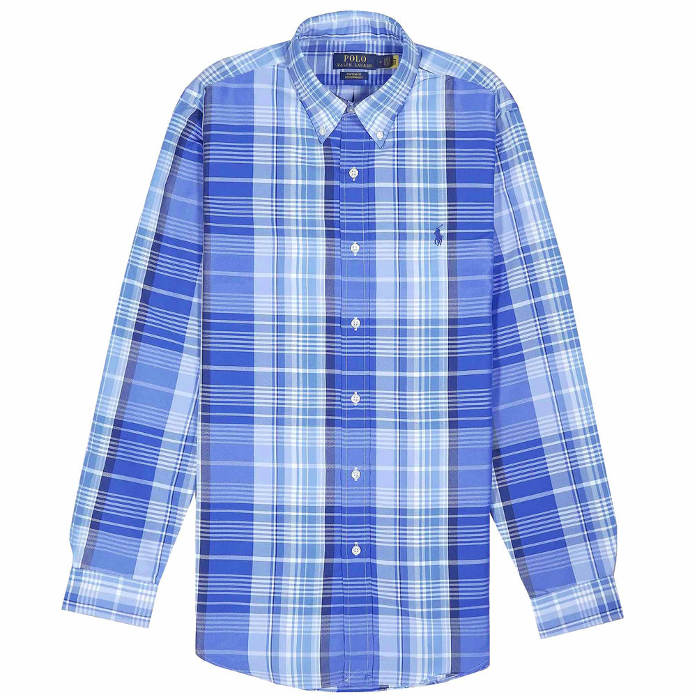 Polo Ralph Lauren Shirt Mens Sz 3XB Plaid Blue Pony Long Sleeve Button Up  Fall