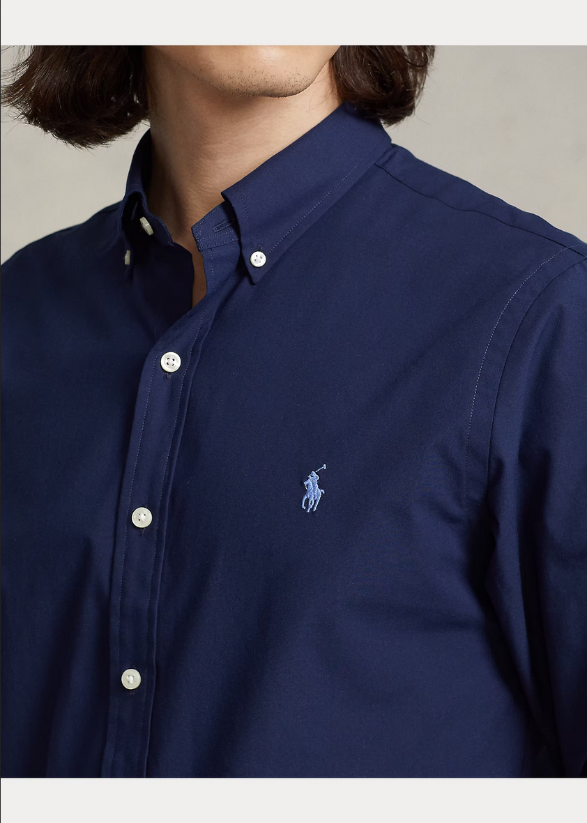 Polo Ralph Lauren Custom Fit Stretch Poplin Shirt - Navy - Galvin for Men