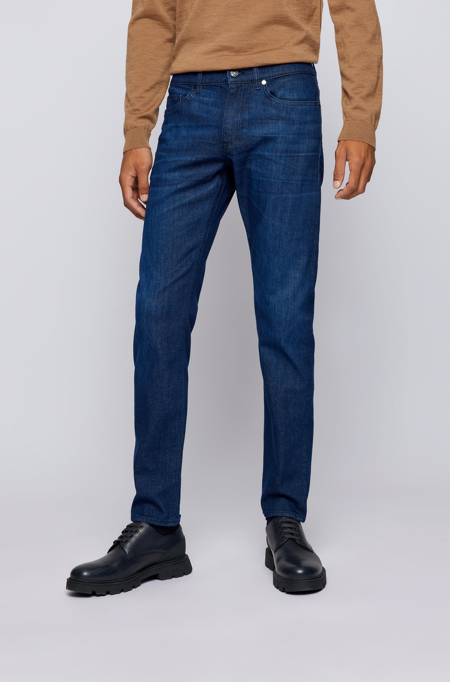 Boss Slim Fit Cashmere Touch Delaware Jeans - Blue Denim - Galvin for Men